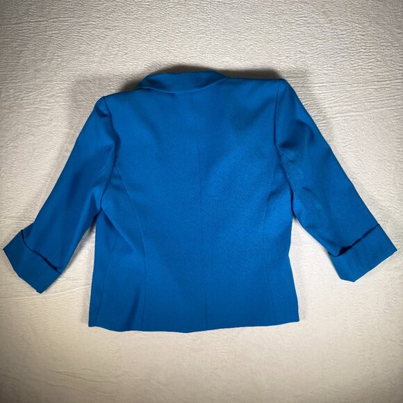 Kasper Blazer Womens 6 Petite Blue Royal Lined 3/4 Sleeve Career Open - Picture 4 of 7